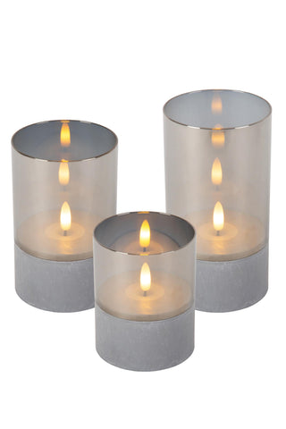 VELAS - Table lamp - Batteries - Ø 8 cm - LED - 3x0.2W 2700K - Smoke - Set of 3