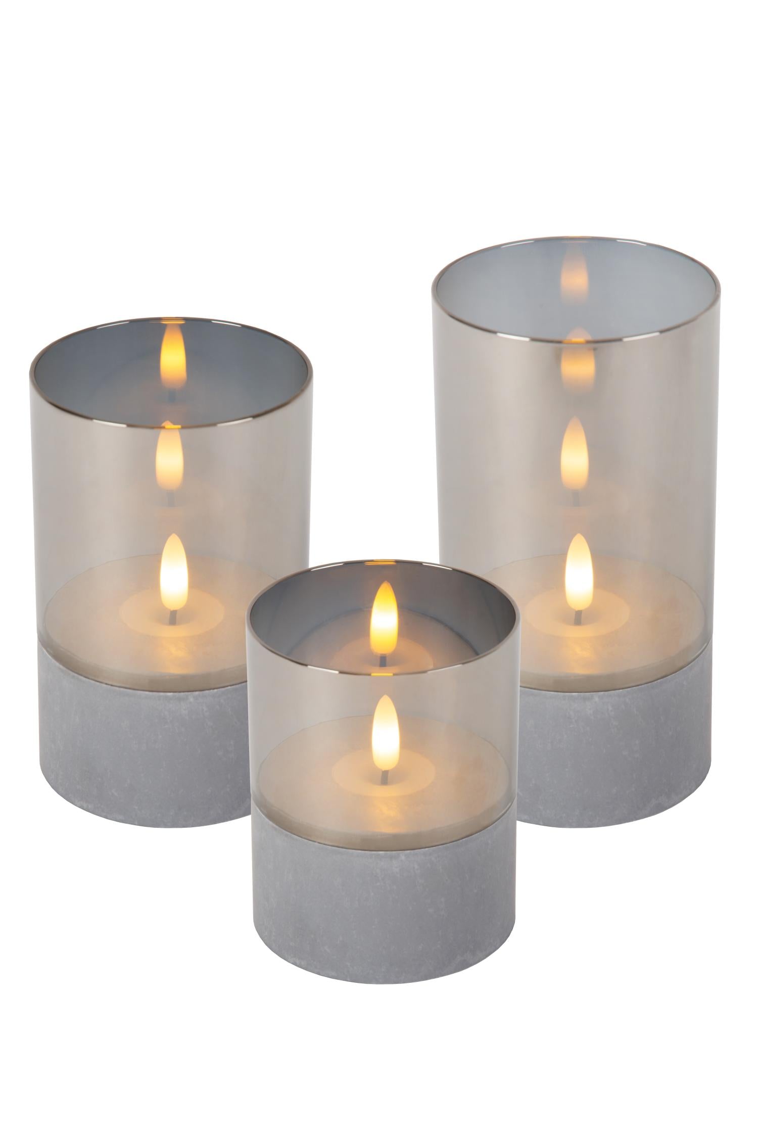 VELAS - Tafellamp - Batterijen - Ø 8 cm - LED - 3x0,2W 2700K - Fumé - Set van 3