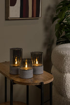 VELAS - Table lamp - Batteries - Ø 8 cm - LED - 3x0.2W 2700K - Smoke - Set of 3