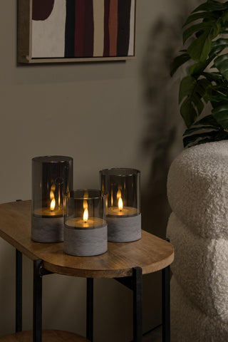 VELAS - Table lamp - Batteries - Ø 8 cm - LED - 3x0.2W 2700K - Smoke - Set of 3