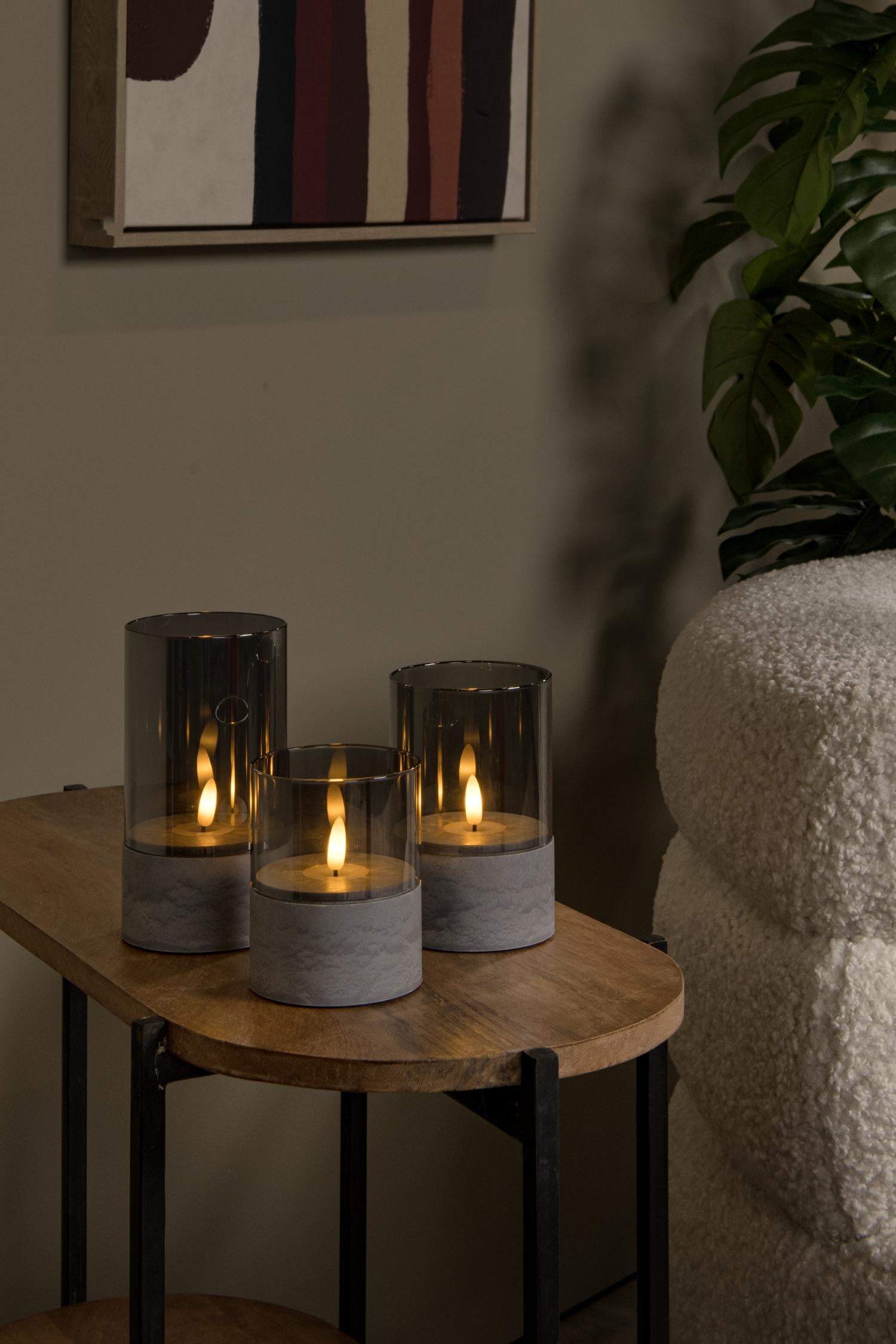 VELAS - Tafellamp - Batterijen - Ø 8 cm - LED - 3x0,2W 2700K - Fumé - Set van 3