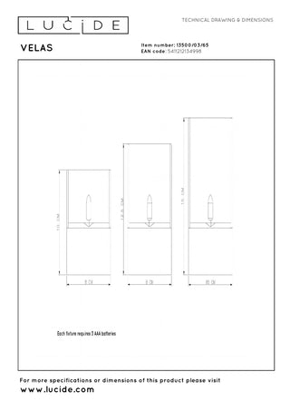 VELAS - Table lamp - Batteries - Ø 8 cm - LED - 3x0.2W 2700K - Smoke - Set of 3