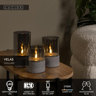 VELAS - Table lamp - Batteries - Ø 8 cm - LED - 3x0.2W 2700K - Smoke - Set of 3