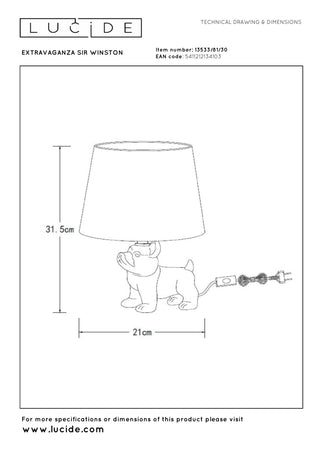 EXTRAVAGANZA SIR WINSTON - Lampe de table - 1xE14 - Noir