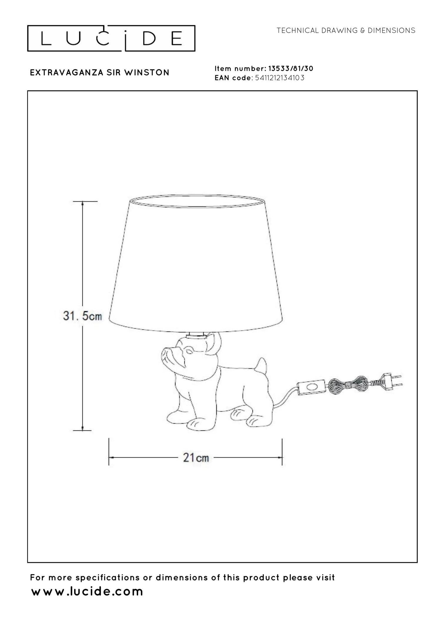 EXTRAVAGANZA SIR WINSTON - Lampe de table - 1xE14 - Noir