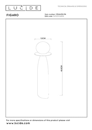 FIGARO - Tafellamp - Ø 12 cm, H 48 cm - 1xG9 - Grijs