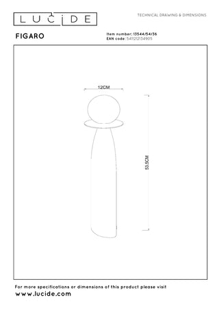 FIGARO - Tafellamp - Ø 12 cm, H 53,5cm - 1xG9 - Grijs