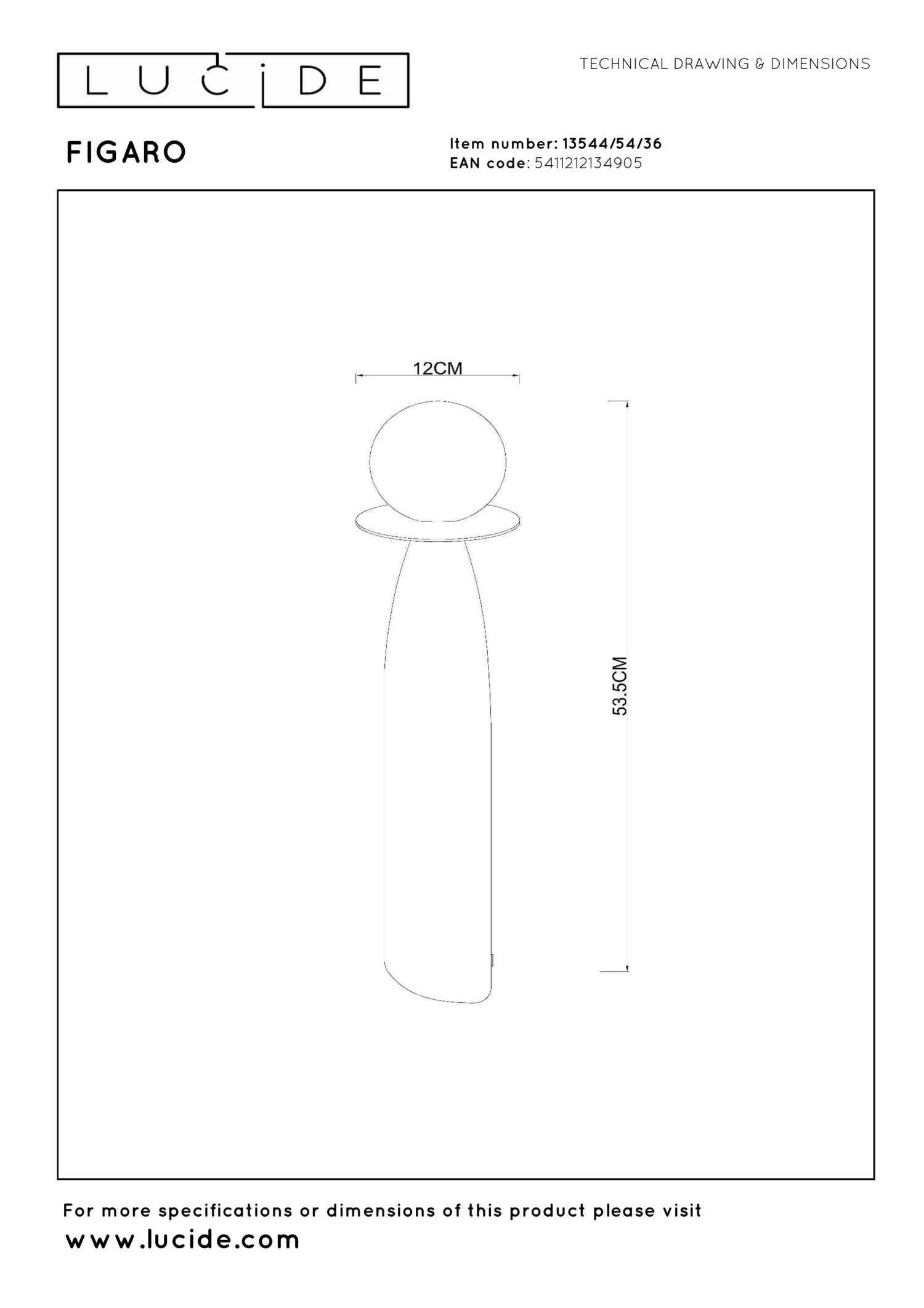 FIGARO - Tafellamp - Ø 12 cm, H 53,5cm - 1xG9 - Grijs