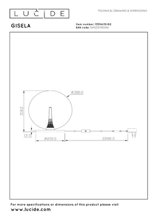 GISELA - Tafellamp - Ø 30 cm - LED Dimb. - 1x12W 2500K - Amber