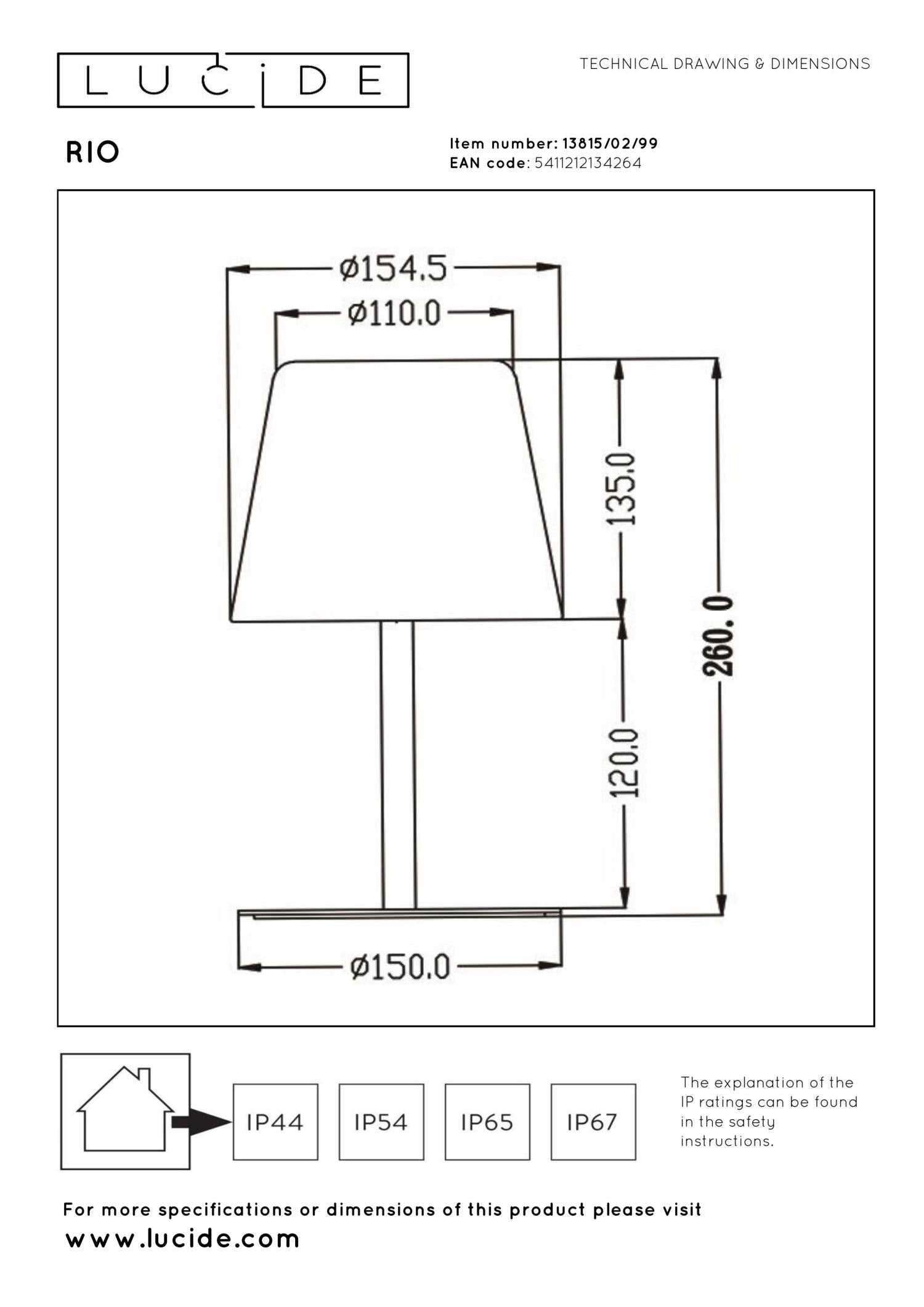 RIO - Rechargeable table lamp Indoor/Outdoor - Battery - Ø 15.5 cm - LED Dimmable - 1x1.8W 3000K - IP44 - RGB - Multicolour