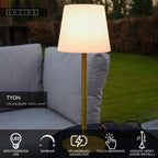 TYON - Rechargeable table lamp Indoor/Outdoor - Battery - Ø 15 cm - LED Dimmable - 1x2W 2700K - IP65 - Matt Gold / Brass
