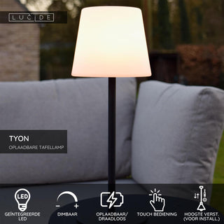 TYON - Rechargeable table lamp Indoor/Outdoor - Battery - LED Dimmable - 1x2W 2700K - IP65 - Black