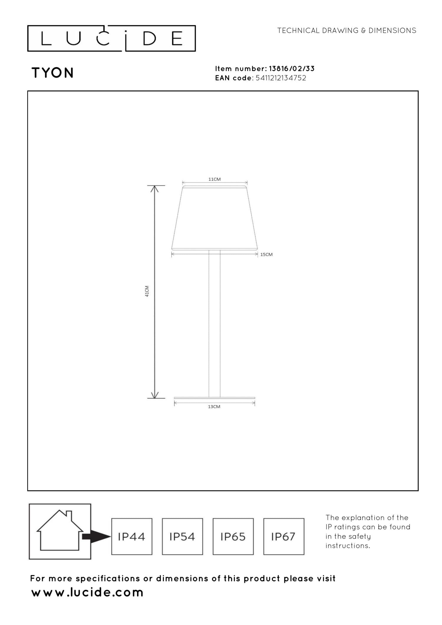 TYON - Lampe de table rechargeable Intérieur/Extérieur - Batterie/Pile - LED Var. - 1x2W 2700K - IP65 - Vert