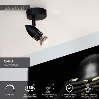 CARO - Spot plafonnier - Ø 9 cm - 1xGU10 - Noir