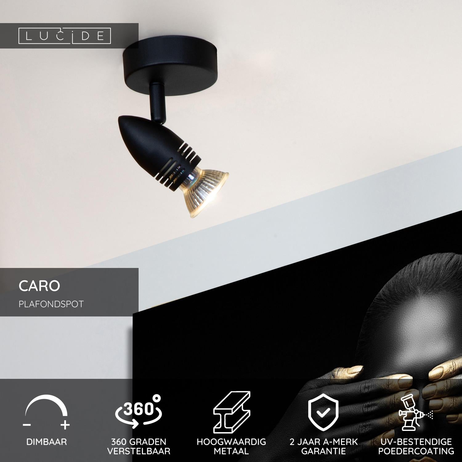 CARO - Spot plafonnier - Ø 9 cm - 1xGU10 - Noir