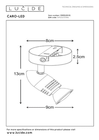 CARO-LED - Spot plafonnier - Ø 9 cm - LED - GU10 - 1x5W 2700K - Chrome mat