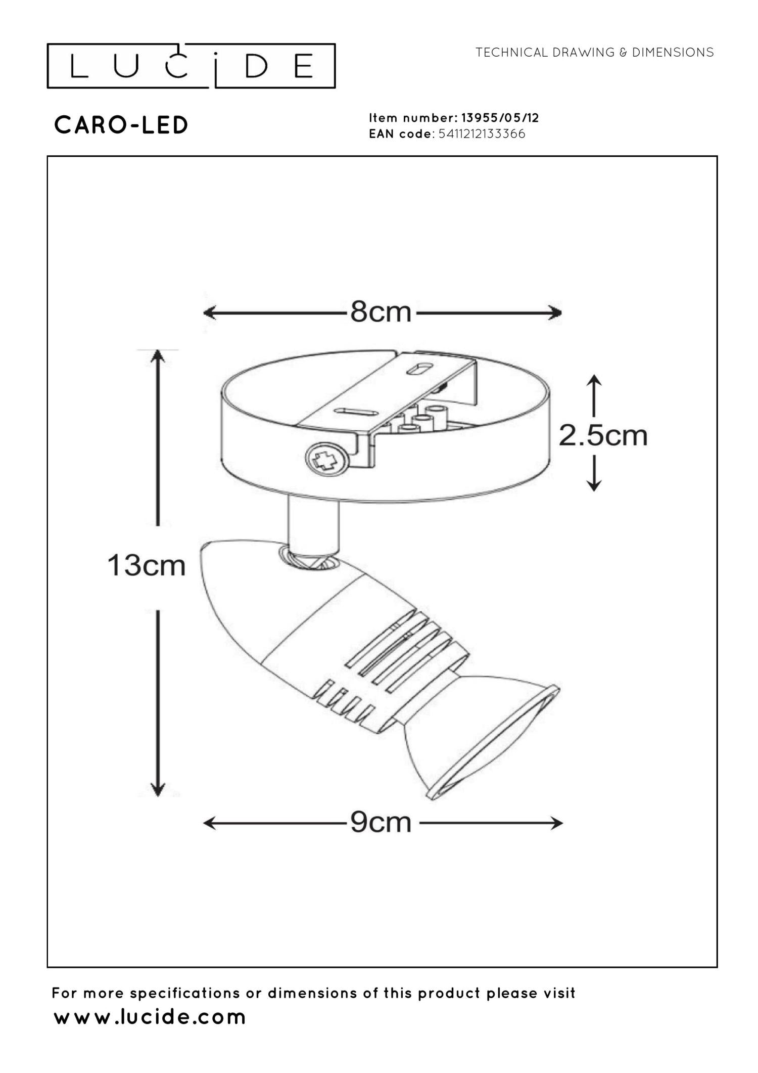 CARO-LED - Spot plafonnier - Ø 9 cm - LED - GU10 - 1x5W 2700K - Chrome mat