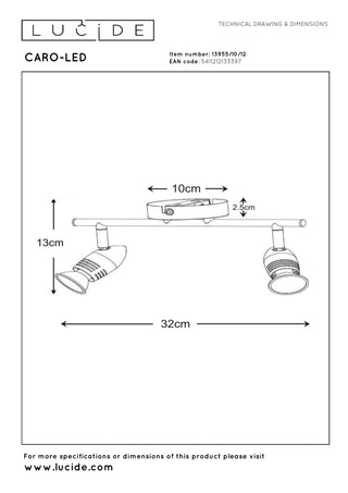 CARO-LED - Spot plafonnier - LED - GU10 - 2x5W 2700K - Chrome mat