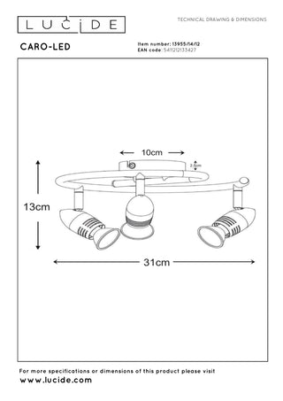 CARO-LED - Spot plafonnier - Ø 31 cm - LED - GU10 - 3x5W 2700K - Chrome mat