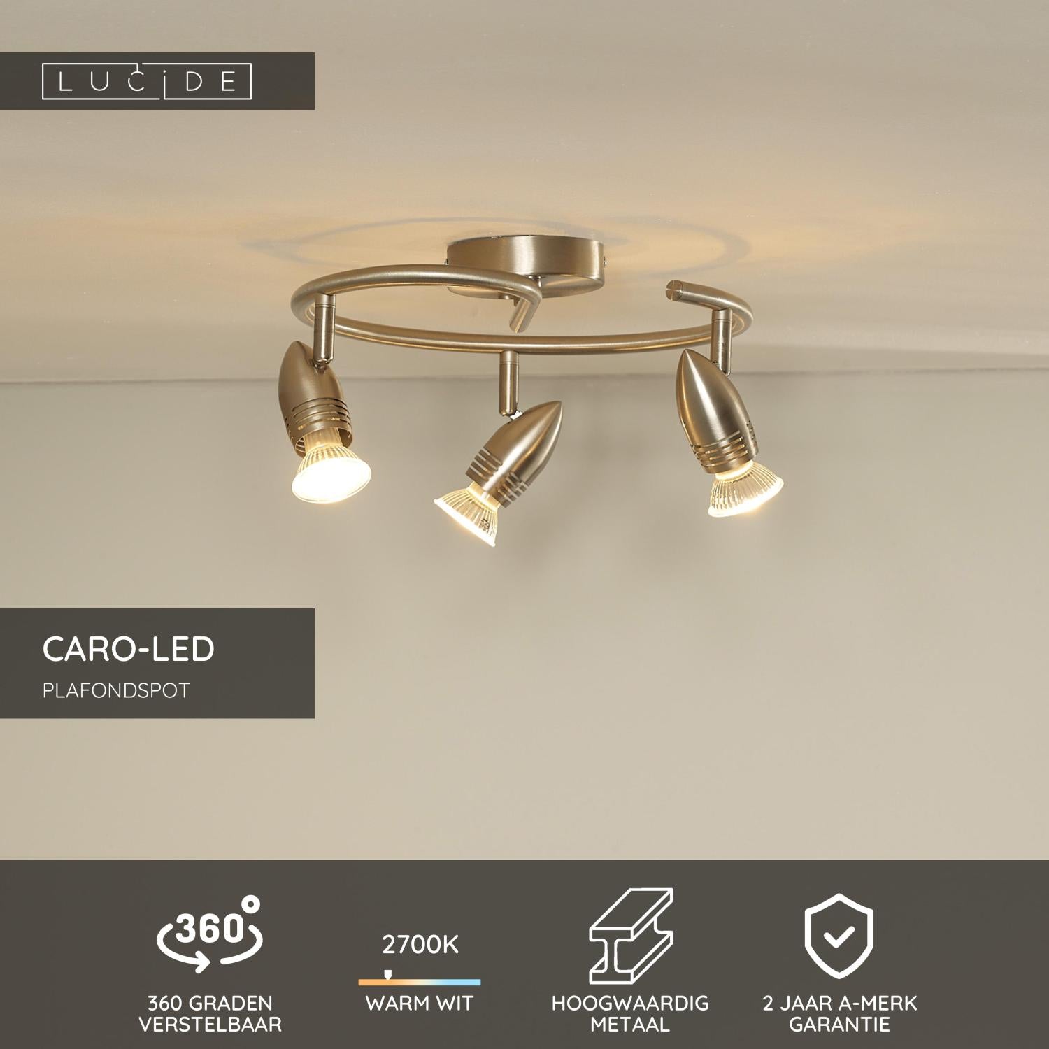 CARO-LED - Spot plafonnier - Ø 31 cm - LED - GU10 - 3x5W 2700K - Chrome mat