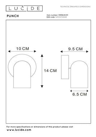 PUNCH - Spot plafonnier - 1xGU10 - Blanc