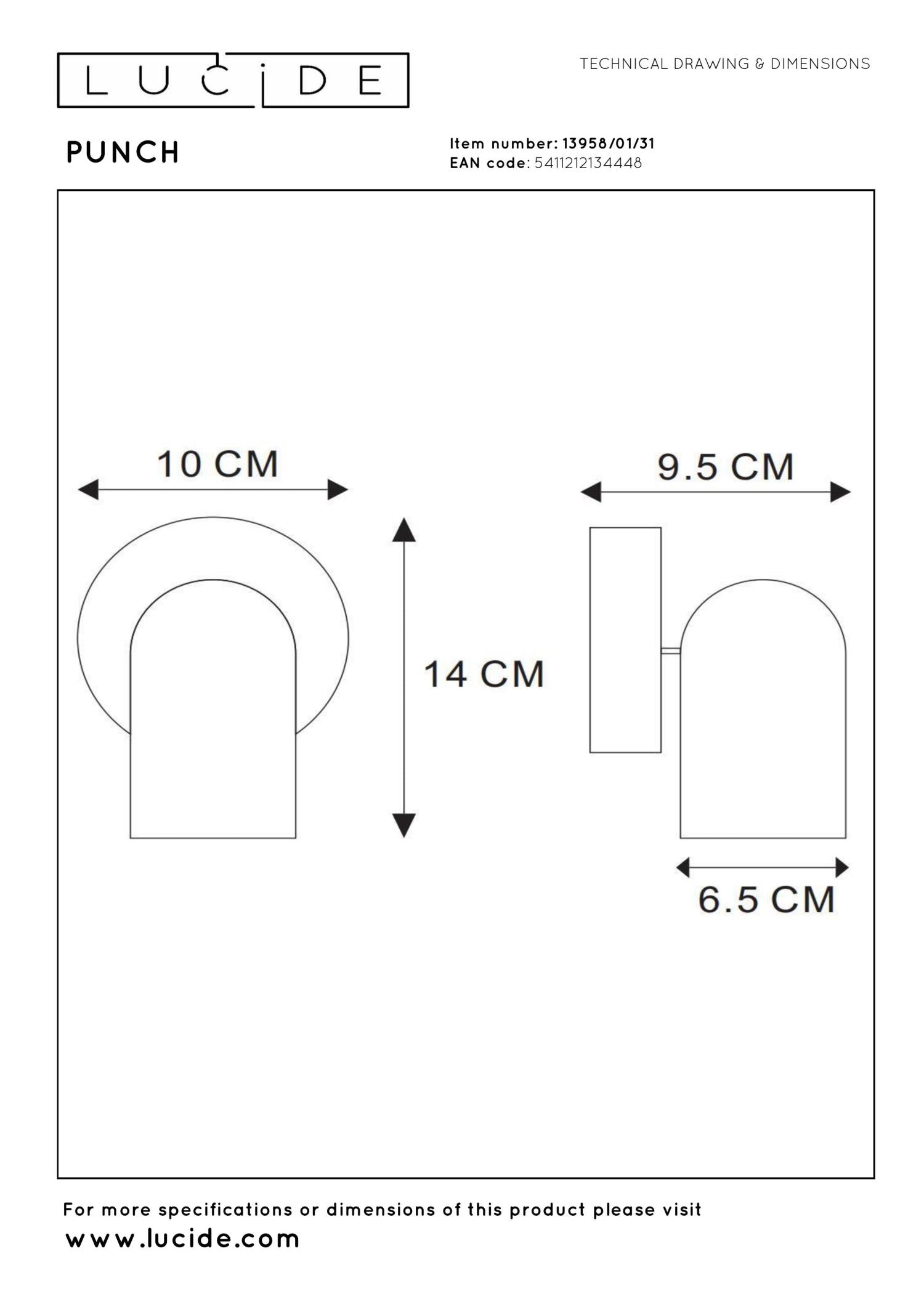 PUNCH - Spot plafonnier - 1xGU10 - Blanc