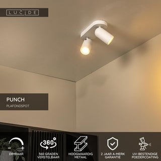 PUNCH - Spot plafonnier - 2xGU10 - Blanc