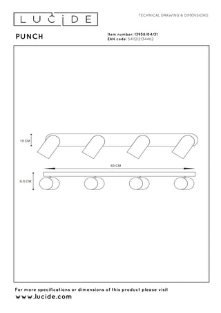 PUNCH - Spot plafonnier - 4xGU10 - Blanc