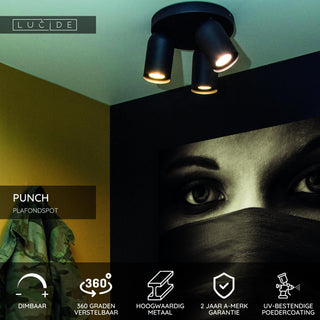 PUNCH - Spot plafonnier - Ø 21 cm - 3xGU10 - Noir