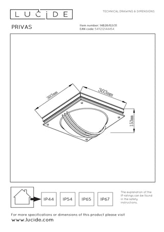 PRIVAS - Wandlamp Binnen/Buiten - 2xE27 - IP44 - Wit