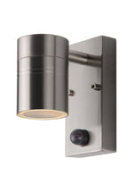 ARNE-LED IR - Wall spot / Wall light Indoor/Outdoor - Ø 6.3 cm - LED - GU10 - 1x5W 2700K - IP44 - Motion & day/night sensor - Matt chrome