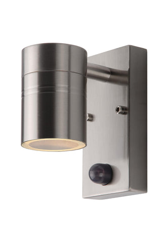 ARNE-LED IR - Wall spot / Wall light Indoor/Outdoor - Ø 6.3 cm - LED - GU10 - 1x5W 2700K - IP44 - Motion & day/night sensor - Matt chrome