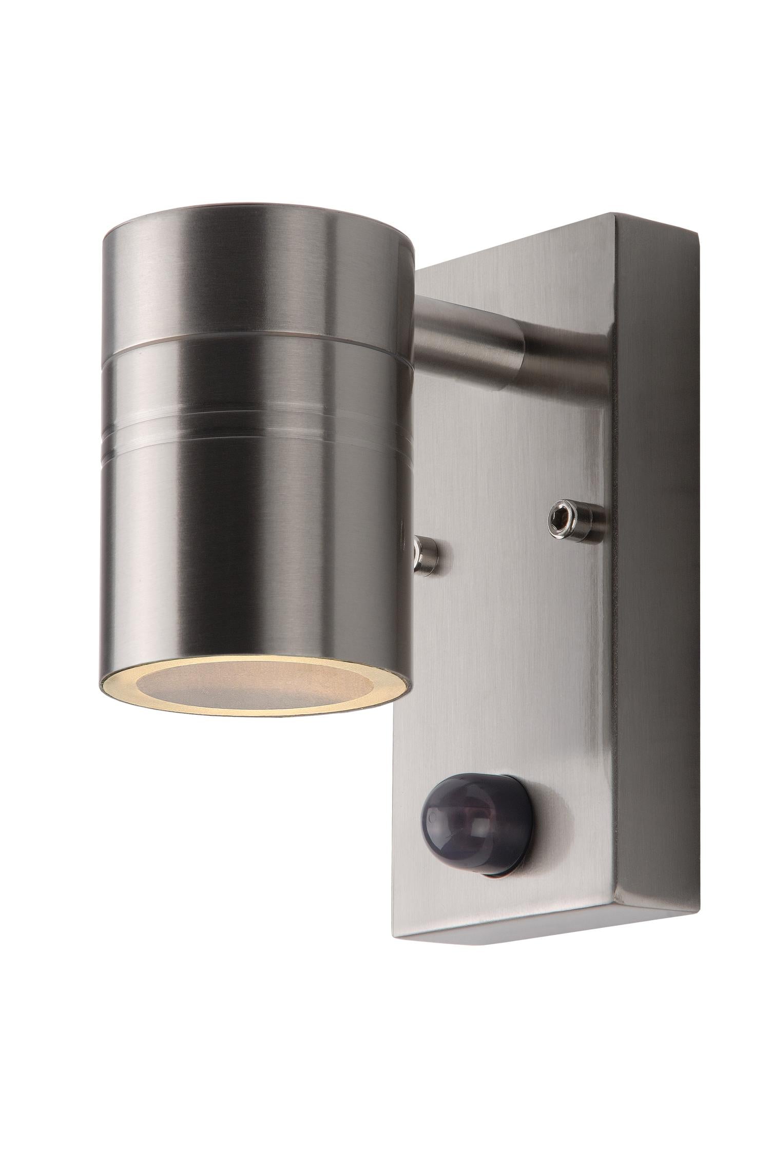 ARNE-LED IR - Wall spot / Wall light Indoor/Outdoor - Ø 6.3 cm - LED - GU10 - 1x5W 2700K - IP44 - Motion & day/night sensor - Matt chrome