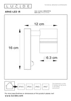 ARNE-LED IR - Wall spot / Wall light Indoor/Outdoor - Ø 6.3 cm - LED - GU10 - 1x5W 2700K - IP44 - Motion & day/night sensor - Matt chrome
