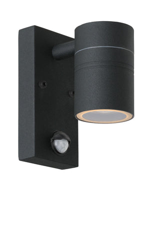 ARNE-LED IR - Wandspot / Wandlamp Binnen/Buiten - Ø 6,3 cm - LED - GU10 - 1x5W 2700K - IP44 - Beweging & dag/nacht sensor - Zwart