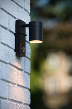 ARNE-LED IR - Wandspot / Wandlamp Binnen/Buiten - Ø 6,3 cm - LED - GU10 - 1x5W 2700K - IP44 - Beweging & dag/nacht sensor - Zwart