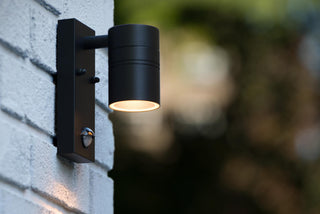 ARNE-LED IR - Wandspot / Wandlamp Binnen/Buiten - Ø 6,3 cm - LED - GU10 - 1x5W 2700K - IP44 - Beweging & dag/nacht sensor - Zwart