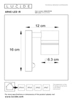 ARNE-LED IR - Wandspot / Wandlamp Binnen/Buiten - Ø 6,3 cm - LED - GU10 - 1x5W 2700K - IP44 - Beweging & dag/nacht sensor - Zwart