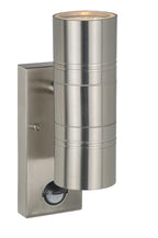 ARNE-LED IR - Wall spot / Wall light Indoor/Outdoor - Ø 6.3 cm - LED - GU10 - 2x5W 2700K - IP44 - Motion & day/night sensor - Matt chrome
