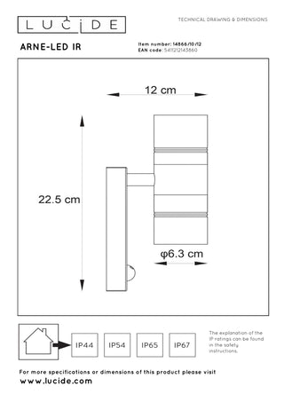 ARNE-LED IR - Wall spot / Wall light Indoor/Outdoor - Ø 6.3 cm - LED - GU10 - 2x5W 2700K - IP44 - Motion & day/night sensor - Matt chrome