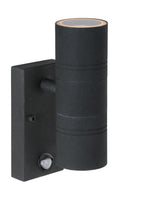 ARNE-LED IR - Wandspot / Wandlamp Binnen/Buiten - Ø 6,3 cm - LED - GU10 - 2x5W 2700K - IP44 - Beweging & dag/nacht sensor - Zwart