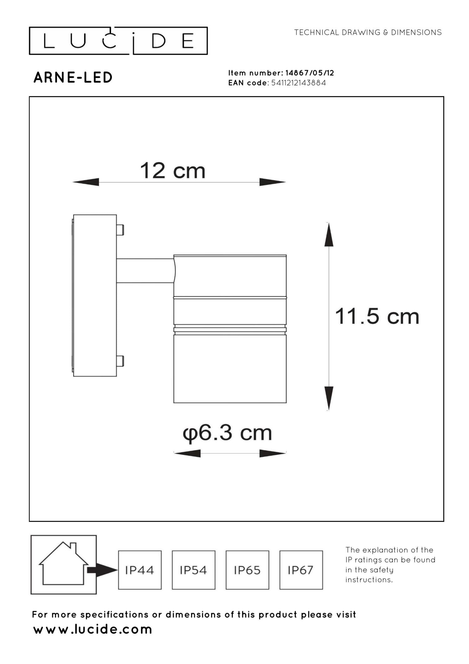 ARNE-LED - Wandspot / Wandlamp Binnen/Buiten - Ø 6,3 cm - LED - GU10 - 1x5W 2700K - IP44 - Mat chroom