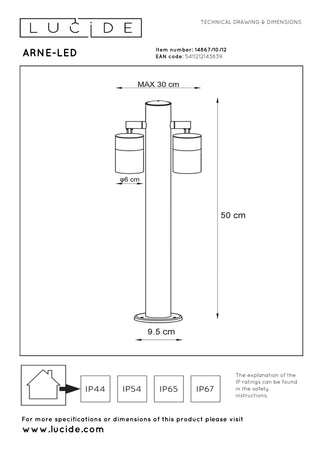 ARNE-LED - Sokkellamp - Ø 6,3 cm - LED - GU10 - 2x5W 2700K - IP44 - Mat chroom