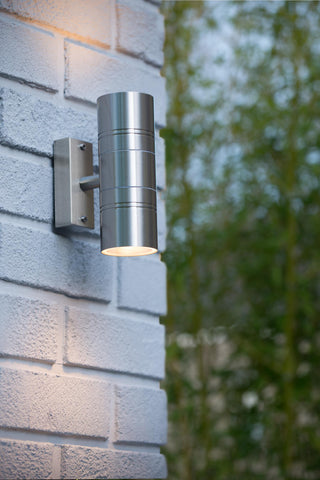 ARNE-LED - Wandlamp Binnen/Buiten - Ø 6,3 cm - LED - GU10 - 2x5W 2700K - IP44 - Mat chroom