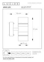 ARNE-LED - Wandlamp Binnen/Buiten - Ø 6,3 cm - LED - GU10 - 2x5W 2700K - IP44 - Mat chroom