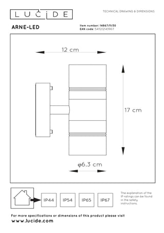 ARNE-LED - Wall spot / Wall light Indoor/Outdoor - Ø 6.3 cm - LED - GU10 - 2x5W 2700K - IP44 - Black