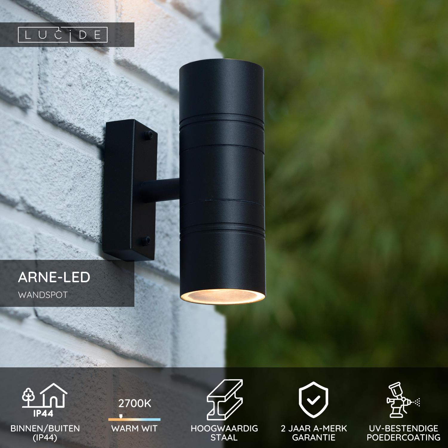 ARNE-LED - Wall spot / Wall light Indoor/Outdoor - Ø 6.3 cm - LED - GU10 - 2x5W 2700K - IP44 - Black