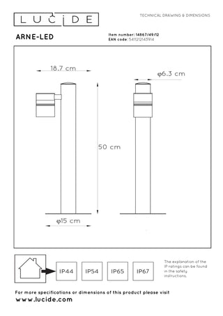 ARNE-LED - Lampe socle - Ø 6,3 cm - LED - GU10 - 1x5W 2700K - IP44 - Chrome mat