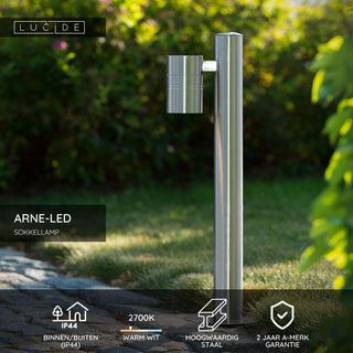 ARNE-LED - Lampe socle - Ø 6,3 cm - LED - GU10 - 1x5W 2700K - IP44 - Chrome mat