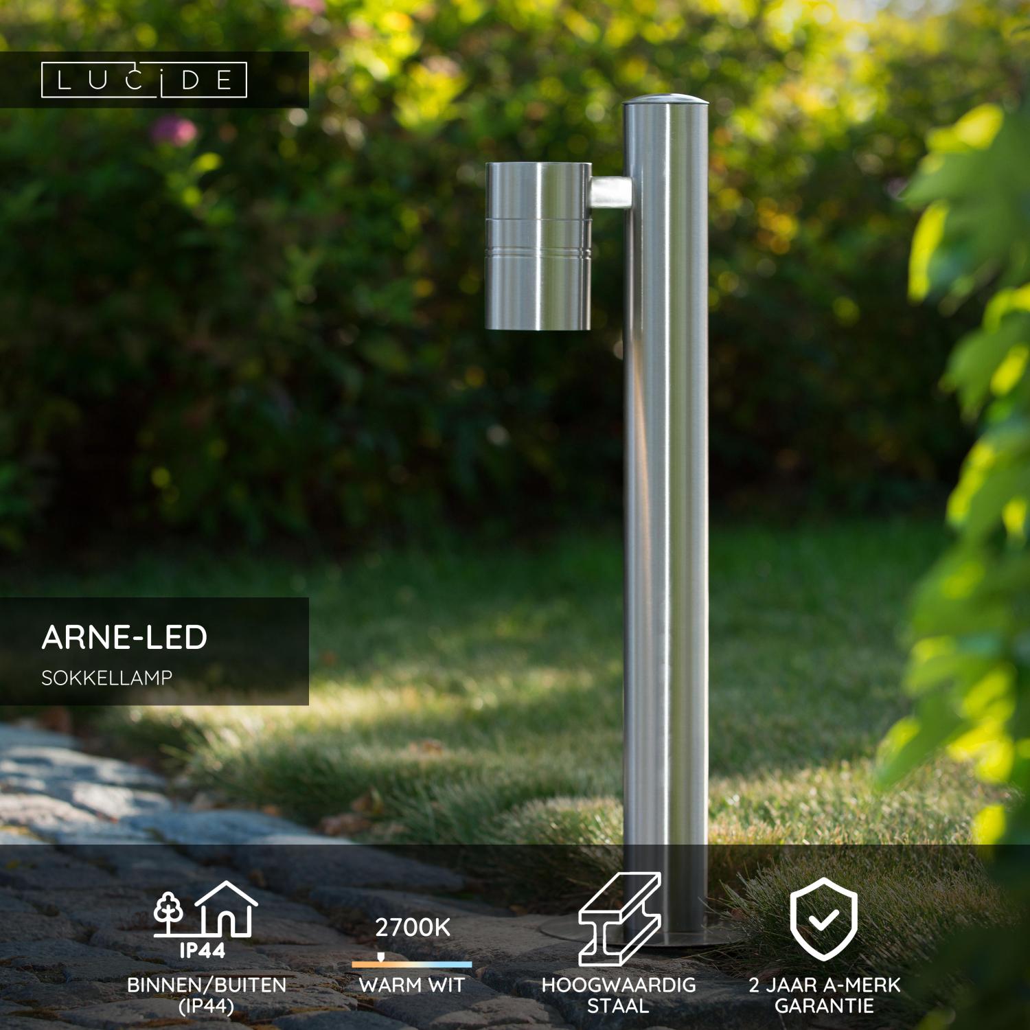 ARNE-LED - Lampe socle - Ø 6,3 cm - LED - GU10 - 1x5W 2700K - IP44 - Chrome mat